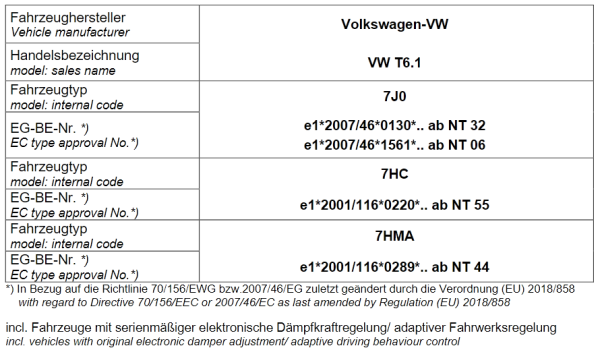 TWIN-MONOTUBE-PROJEKT-KOMFORT Hinterachse Höherlegungsfedern TMP-H01-T5T6.1 für VW T6.1